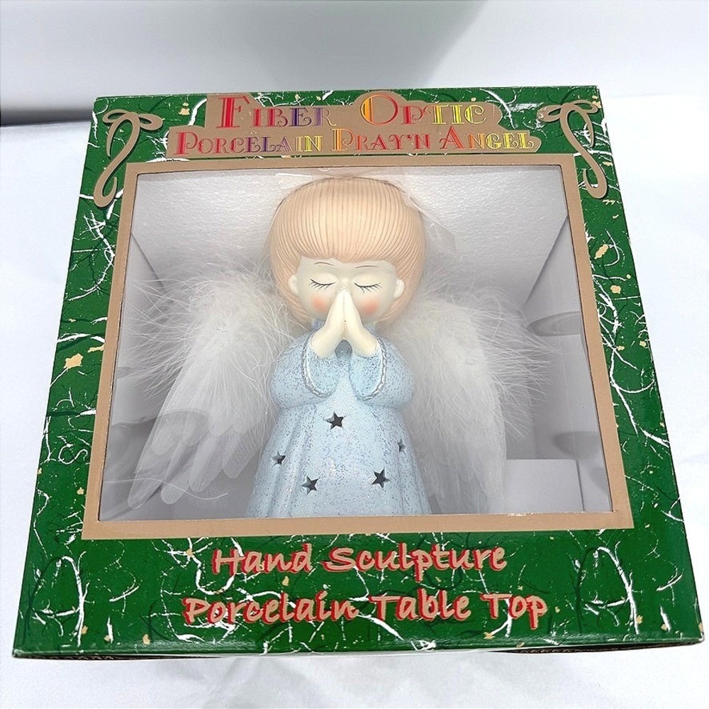 Fiber Optic Porcelain Praying Angel Table Top‎ Decor Top Century Enterprises NIB